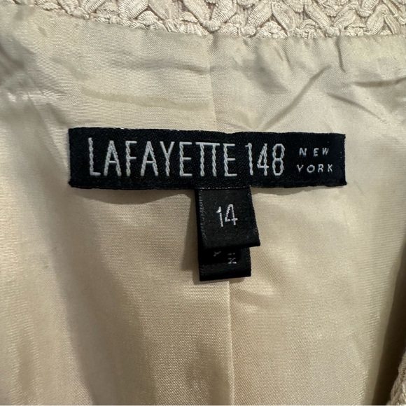 Lafayette 148 Blazer Jacket One Button Woven Textured Neutral 14 - Picture 4 of 7